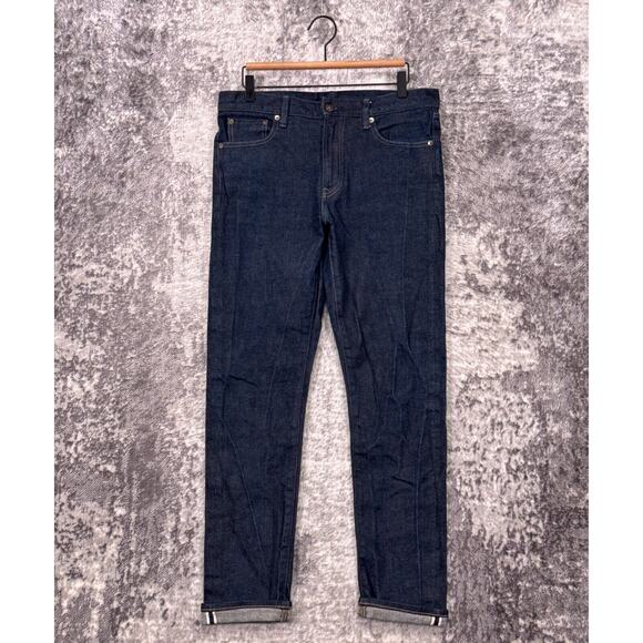 Uniqlo Jeans 32 x 31 Mens Slim Straight Kaihara Selvedge Raw Denim